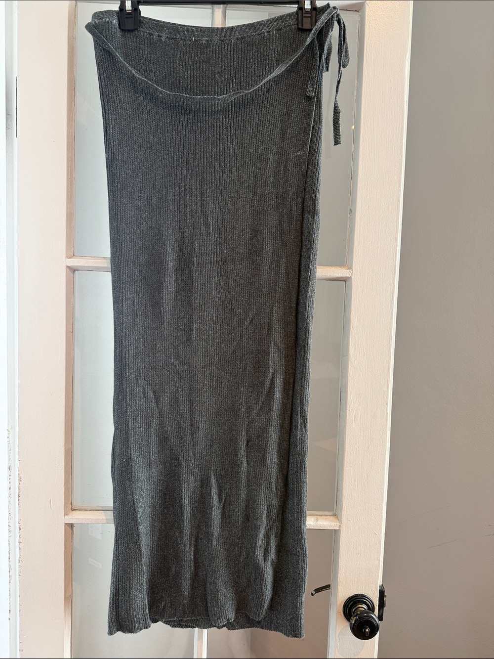 Free People Classic Ribbed Knit Maxi Skirt - Green gray